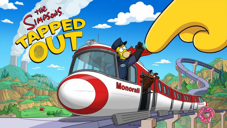 Tapped Out, The Simpsons, Homer Simpson, Train HD Wallpaper Desktop Background