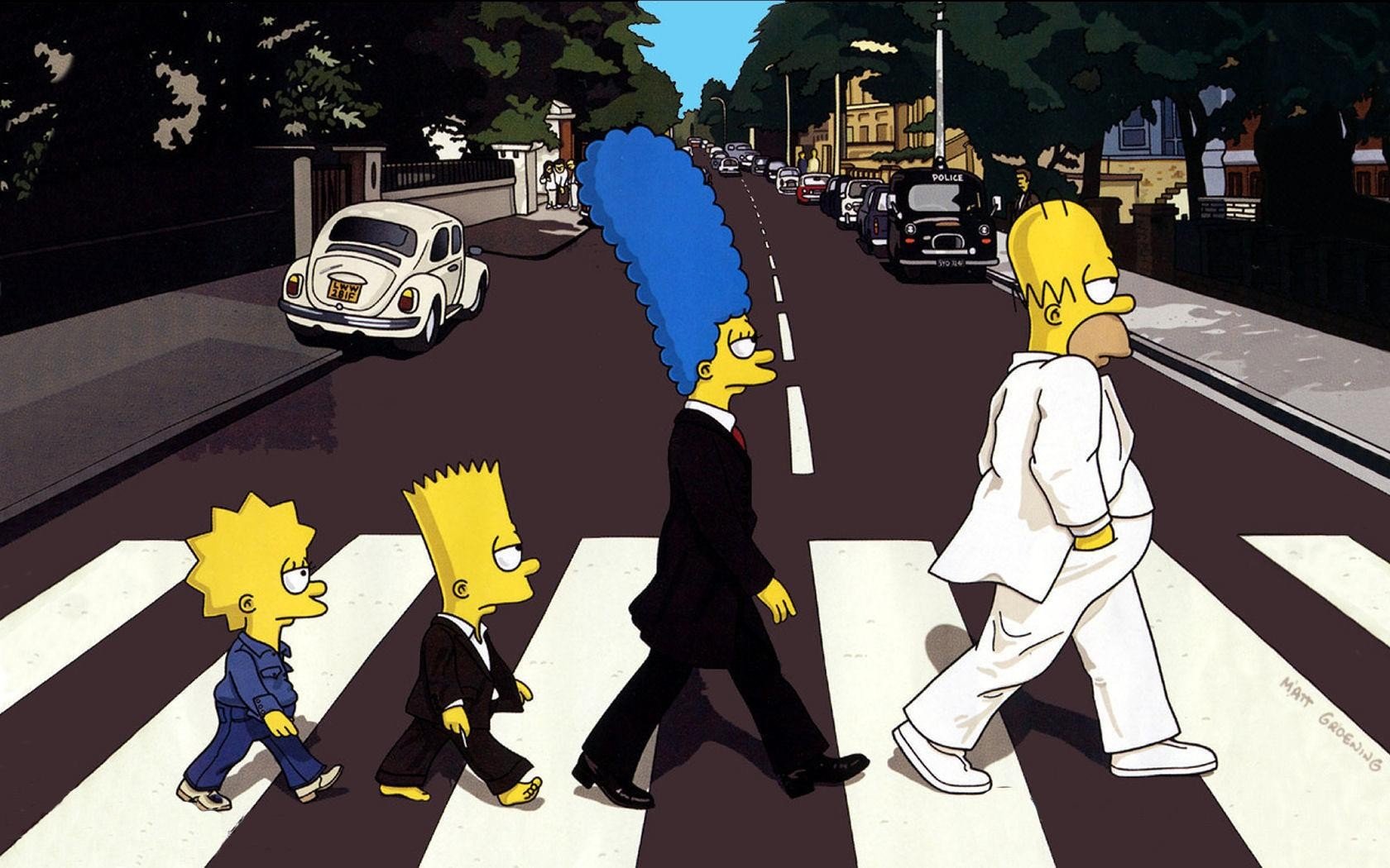 The Simpsons, Homer Simpson, Marge Simpson, Bart Simpson, Lisa Simpson, Abbey Road Wallpaper