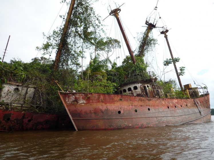 ship, Old ship, Rust in Peace, Trees, Shipwreck HD Wallpaper Desktop Background