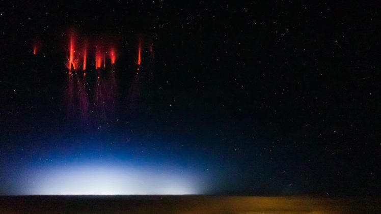 storm, Red sprite, Stars, Lightning HD Wallpaper Desktop Background