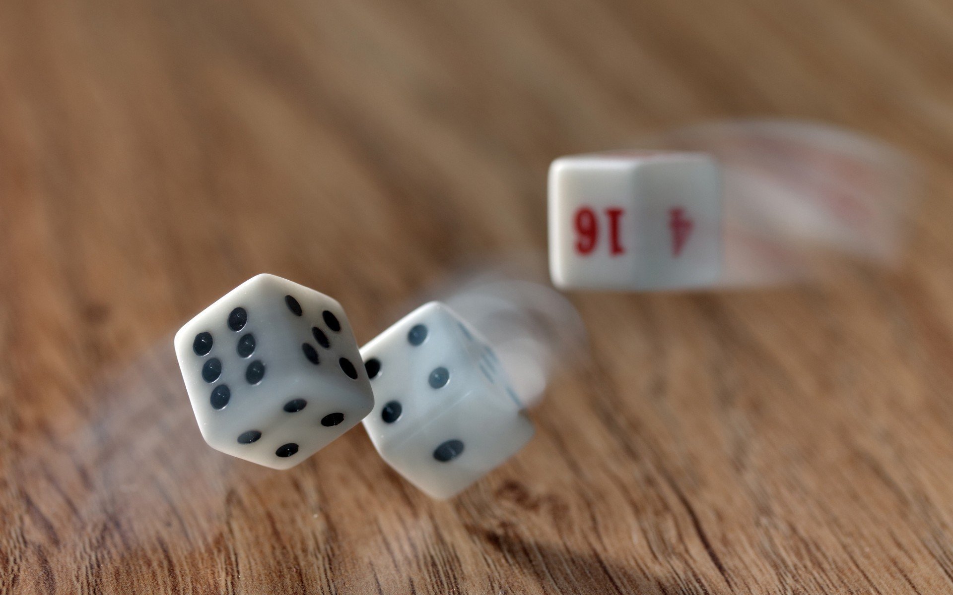 table, Dice, Cube, Dots, Numbers, Board games, Wood, Wooden surface, Motion blur Wallpaper