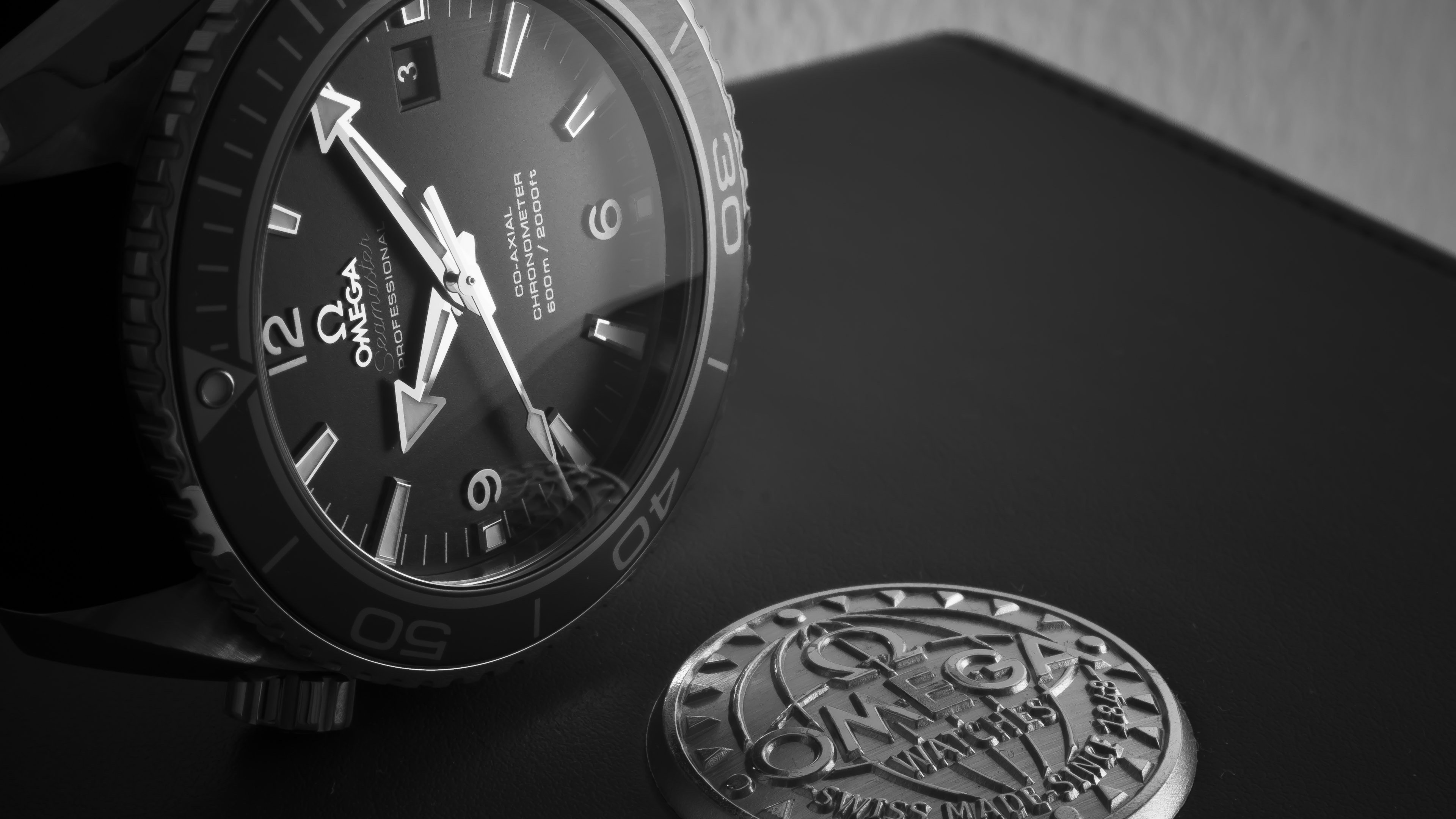 watch, Luxury watches, Monochrome, Omega (watch), Seamaster, Dials, Numbers, Macro, Switzerland Wallpaper