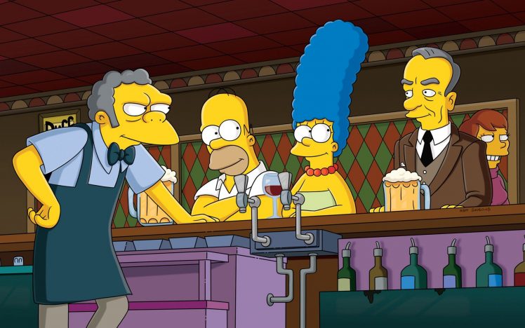 The Simpsons, Moe Szyslak, Marge Simpson, Homer Simpson, Beer, Bar HD Wallpaper Desktop Background