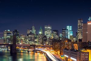 New York City, City, Night, Lights, Long exposure, Brooklyn Bridge, Multiple display