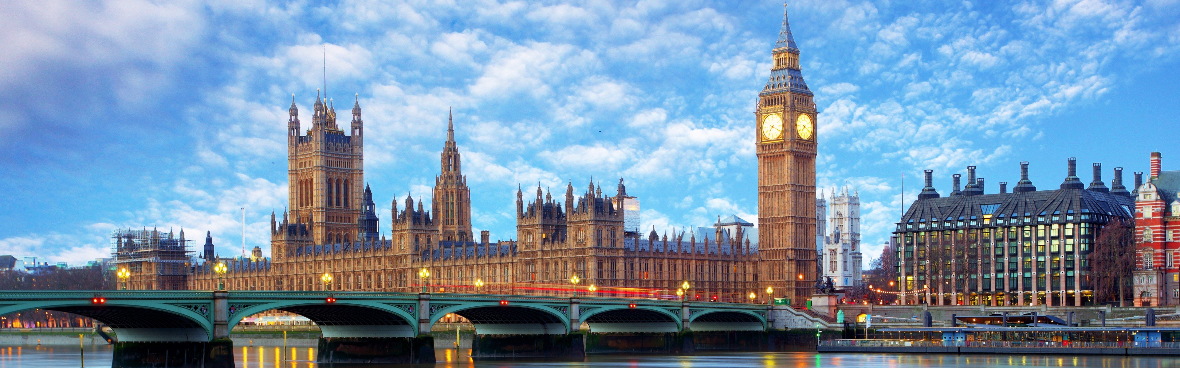 London, City, Bridge, Westminster, Big Ben, Multiple display Wallpaper