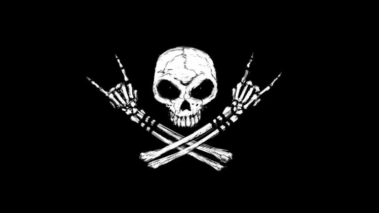 skull, Fingers, Bones, Rock and roll, Skull and bones, Black background Wallpapers  HD / Desktop and Mobile Backgrounds