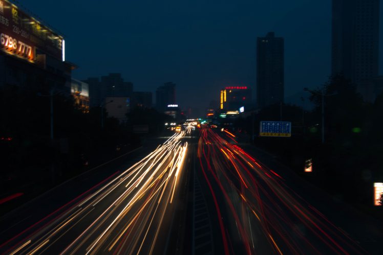 night, City, Light trails HD Wallpaper Desktop Background