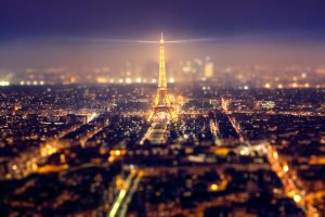 Eiffel Tower, Paris, Night, Tilt shift