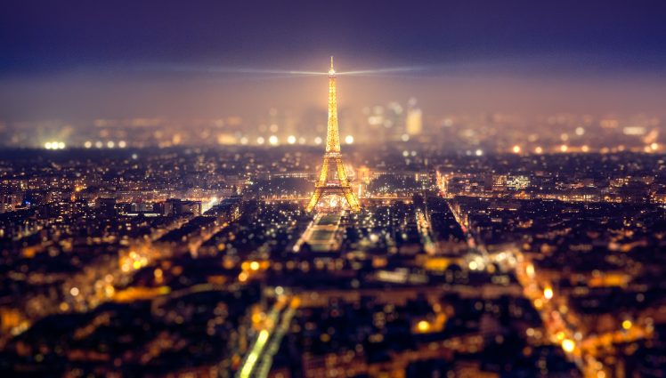 Eiffel Tower, Paris, Night, Tilt shift HD Wallpaper Desktop Background