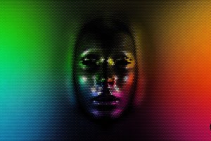 pixels, Rainbow colors, Face