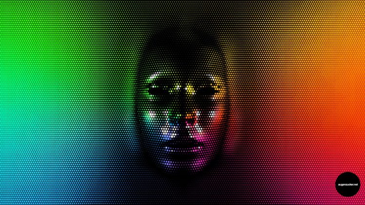 pixels, Rainbow colors, Face HD Wallpaper Desktop Background