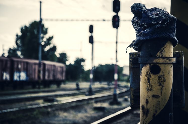 train, Train station, Old, Rust, Rail yard, Depth of field, Pripyat, Ukraine, Woolly hat, Hat HD Wallpaper Desktop Background