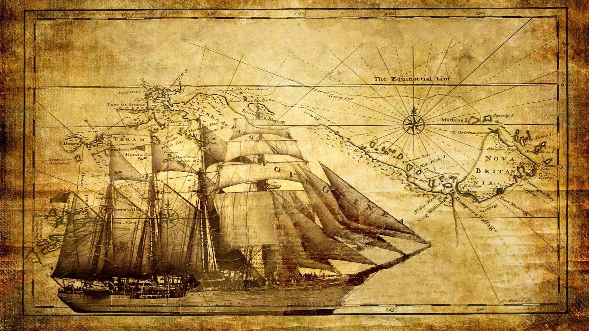 map, Ship Wallpaper