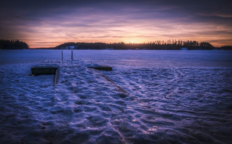 frozen lake, Snow HD Wallpaper Desktop Background