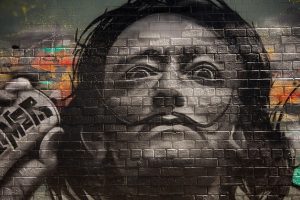 graffiti, Walls, Bricks, Men, Salvador Dalí, Face, Painters, Portrait, Moustache, Selective coloring