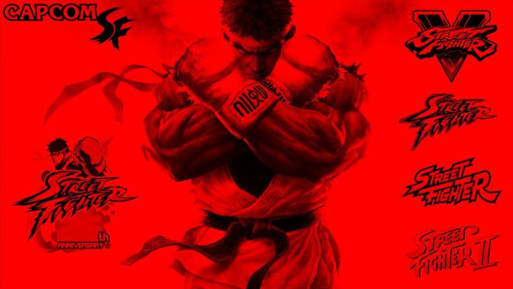 street, Ryu (Street Fighter), Capcom, Red, Red (character), Street figther  v HD Wallpaper Desktop Background