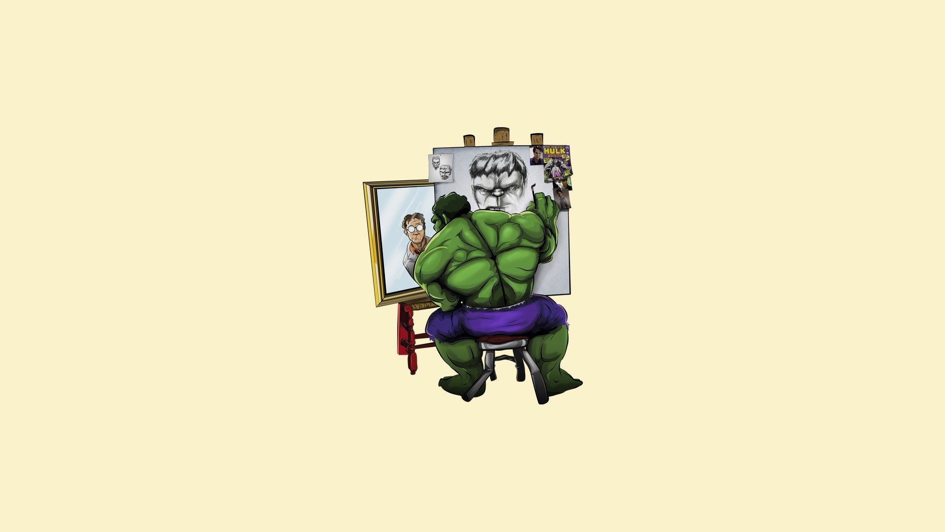 triple self portrait, Hulk, The Incredible Hulk, Bruce Banner Wallpaper