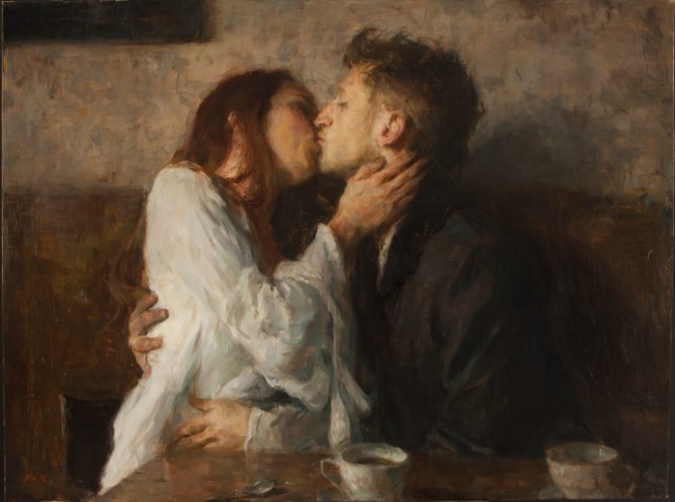 couple, Painting, Kissing, Classic art, Tea HD Wallpaper Desktop Background