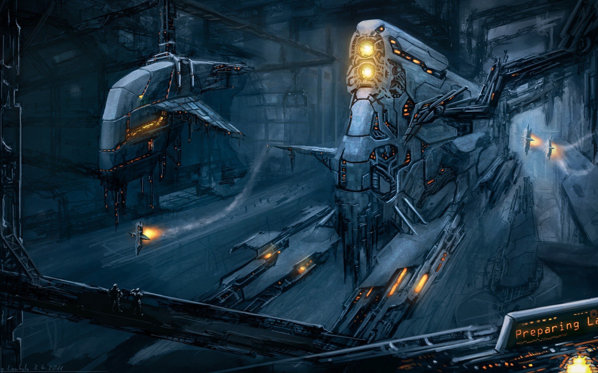 science fiction, Futuristic, Illustration, Spaceship Wallpaper