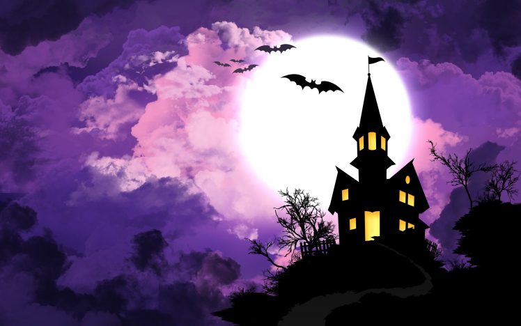 Halloween, Vector art, Purple, Bats HD Wallpaper Desktop Background