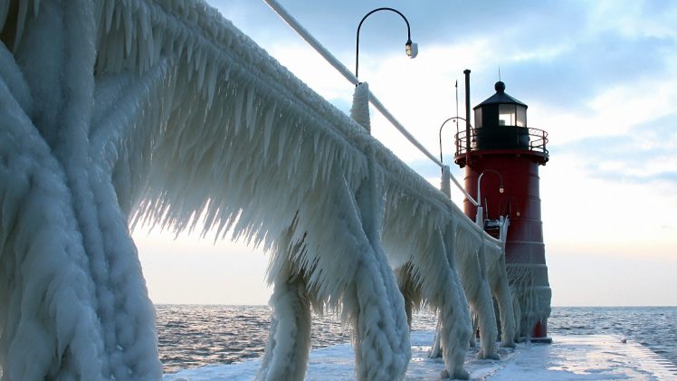 ice, Lighthouse HD Wallpaper Desktop Background