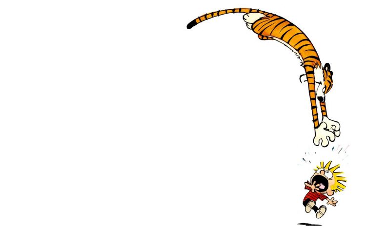 white background, Calvin and Hobbes HD Wallpaper Desktop Background