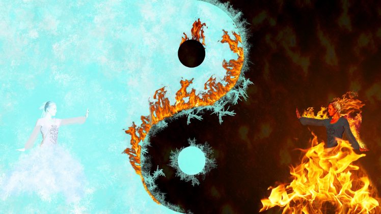 fire, Ice, Yin and Yang HD Wallpaper Desktop Background