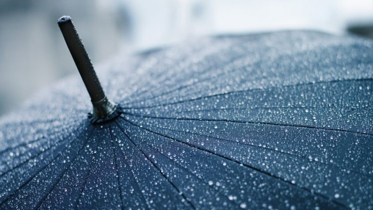 umbrella, Rain, Water drops, Closeup, Depth of field, Lines HD Wallpaper Desktop Background