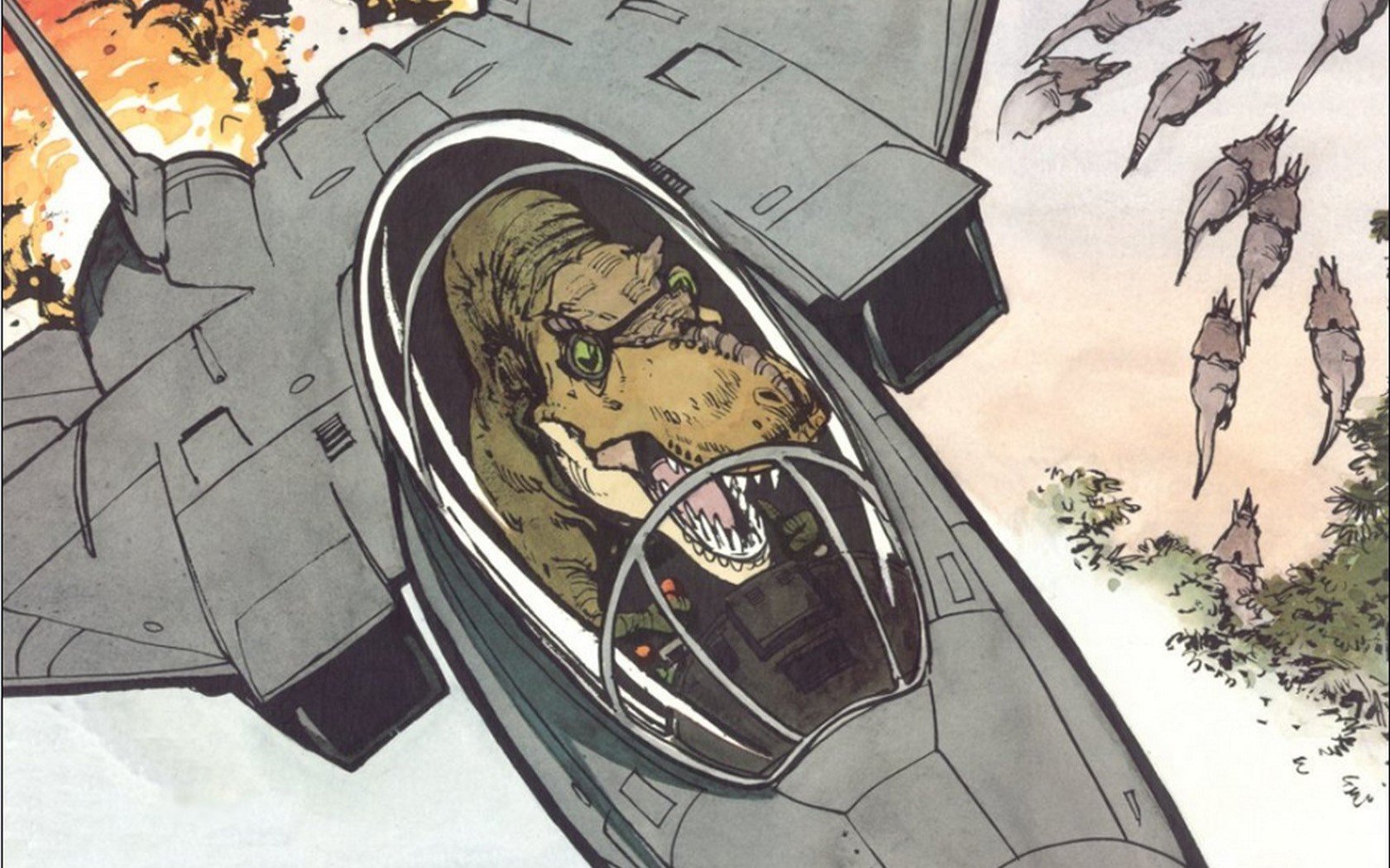 Tyrannosaurus rex, Airplane Wallpaper