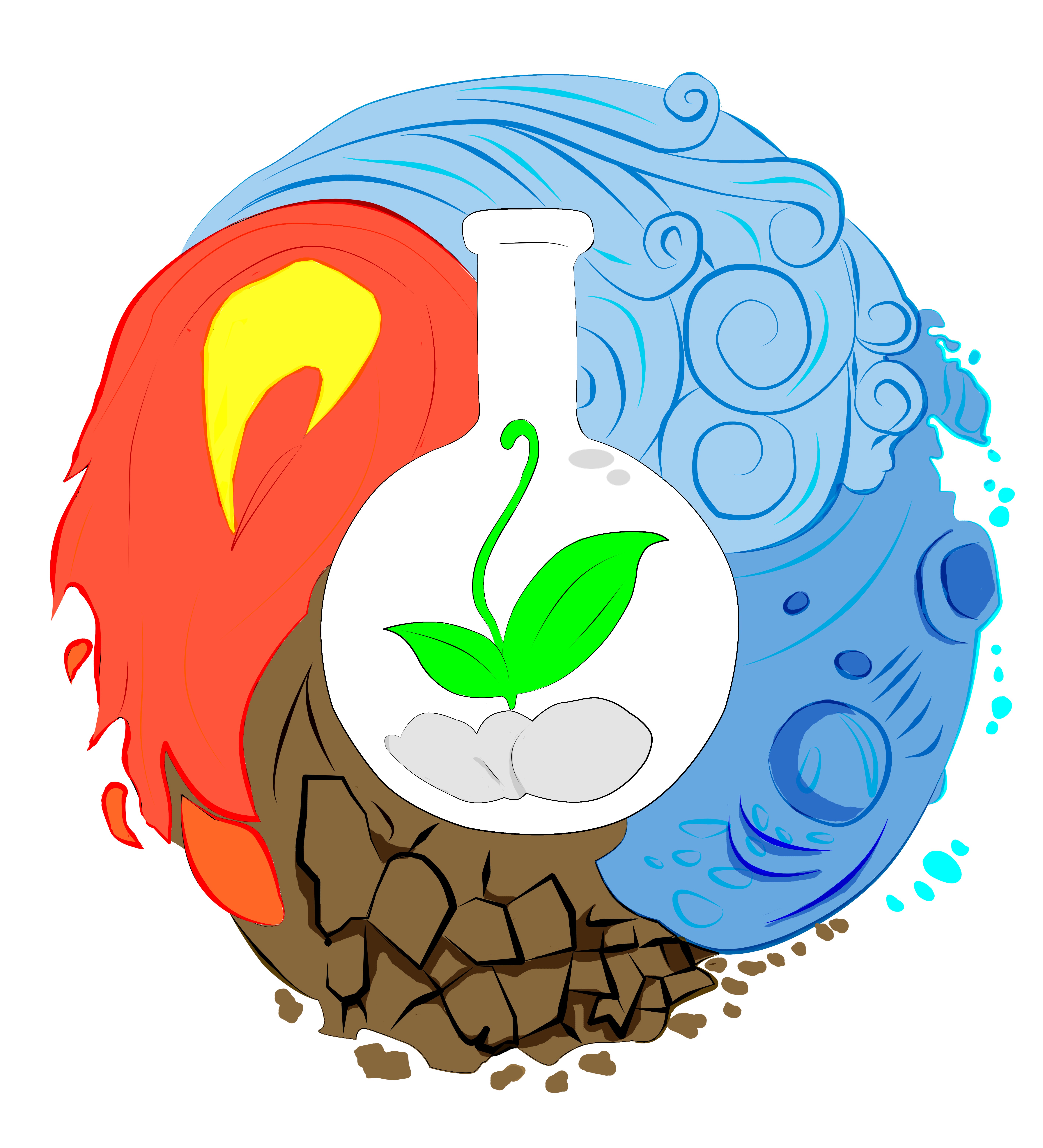 alchemy, Four elements, Water, Wind, Earth, Fire Wallpaper