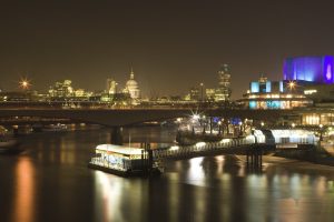 architecture, City, Cityscape, Night, Water, Lights, Reflection, Building, Skyscraper, London, England, UK, Bridge, Pier, Ship, Cathedral, Cranes (machine), 30 St Mary Axe, Modern, Trees, Long exposure