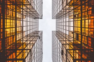architecture, Modern, Building, Skyscraper, Glass, Window, Urban, Reflection, Symmetry, Worms eye view, Square