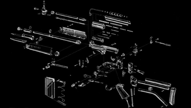 gun, Exploded view diagram, FN FAL HD Wallpaper Desktop Background