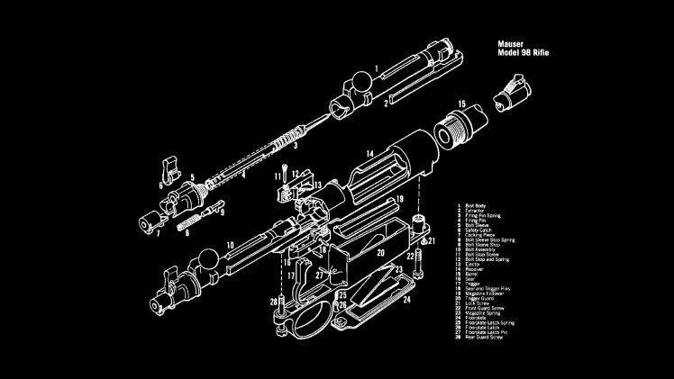 gun, Exploded view diagram, Mauser HD Wallpaper Desktop Background