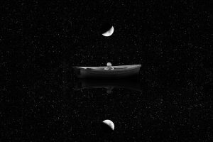 stars, Children, Boat, Moon