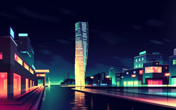 night, Cityscape, Colorful HD Wallpaper Desktop Background