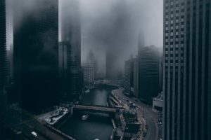 city, Skyscraper, Mist, Skyline, Chicago