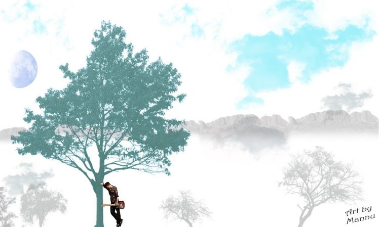 trees, Guys HD Wallpaper Desktop Background