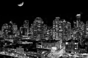 Vancouver, British Columbia, Night, Moon