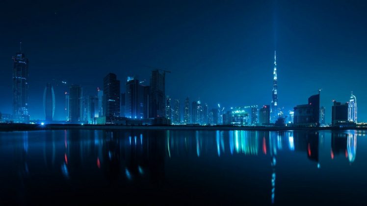Dubai, Night, Reflection HD Wallpaper Desktop Background