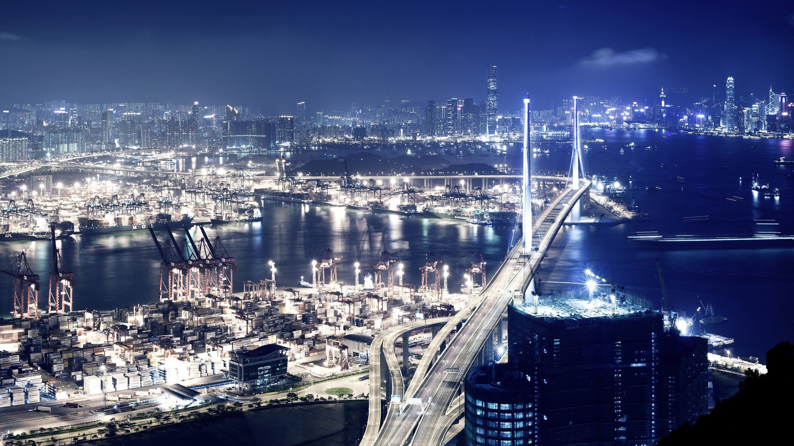 Hong Kong, Victoria Harbour, Night Wallpaper