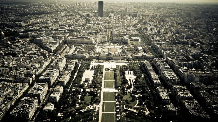 Paris, Aerial view, Tour Montparnasse, Hotel des Invalides HD Wallpaper Desktop Background