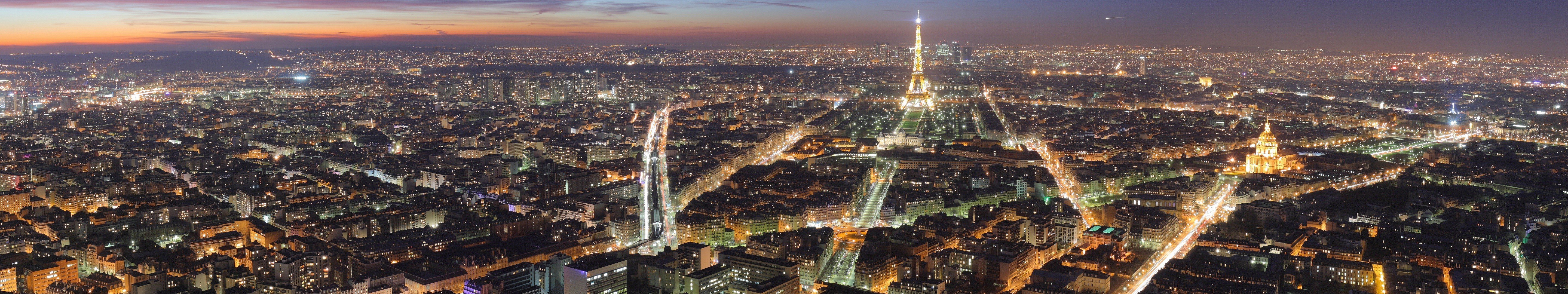 Paris, Eiffel Tower, Night, Triple screen Wallpaper
