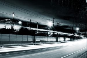 long exposure, Night, Road, Monochrome, Lights
