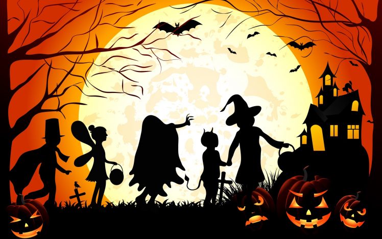 Halloween, Vector art, Silhouette HD Wallpaper Desktop Background
