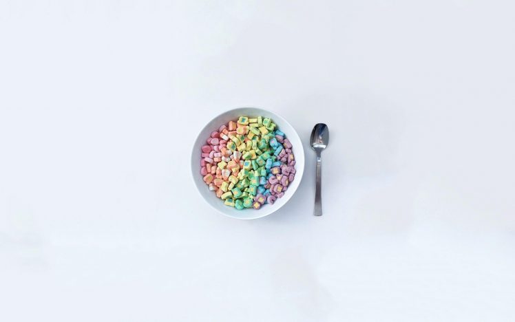 Lucky Charms, Marshmallows, Minimalism, Food, Sweets, Breakfast, Cereal, Simple background HD Wallpaper Desktop Background