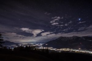 night, Switzerland, Sevelen, Stars, Mountain