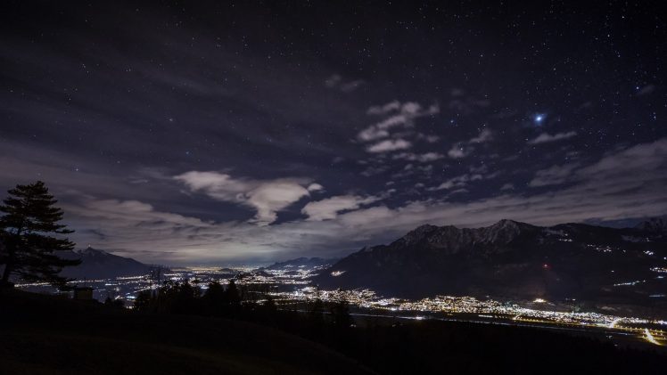 night, Switzerland, Sevelen, Stars, Mountain HD Wallpaper Desktop Background