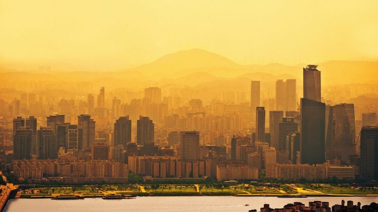 city, Seoul, South Korea, Sunrise HD Wallpaper Desktop Background