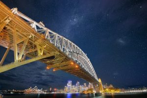 bridge, Night, City, Sydney, Sydney Harbour Bridge, Stars, Sydney Harbour
